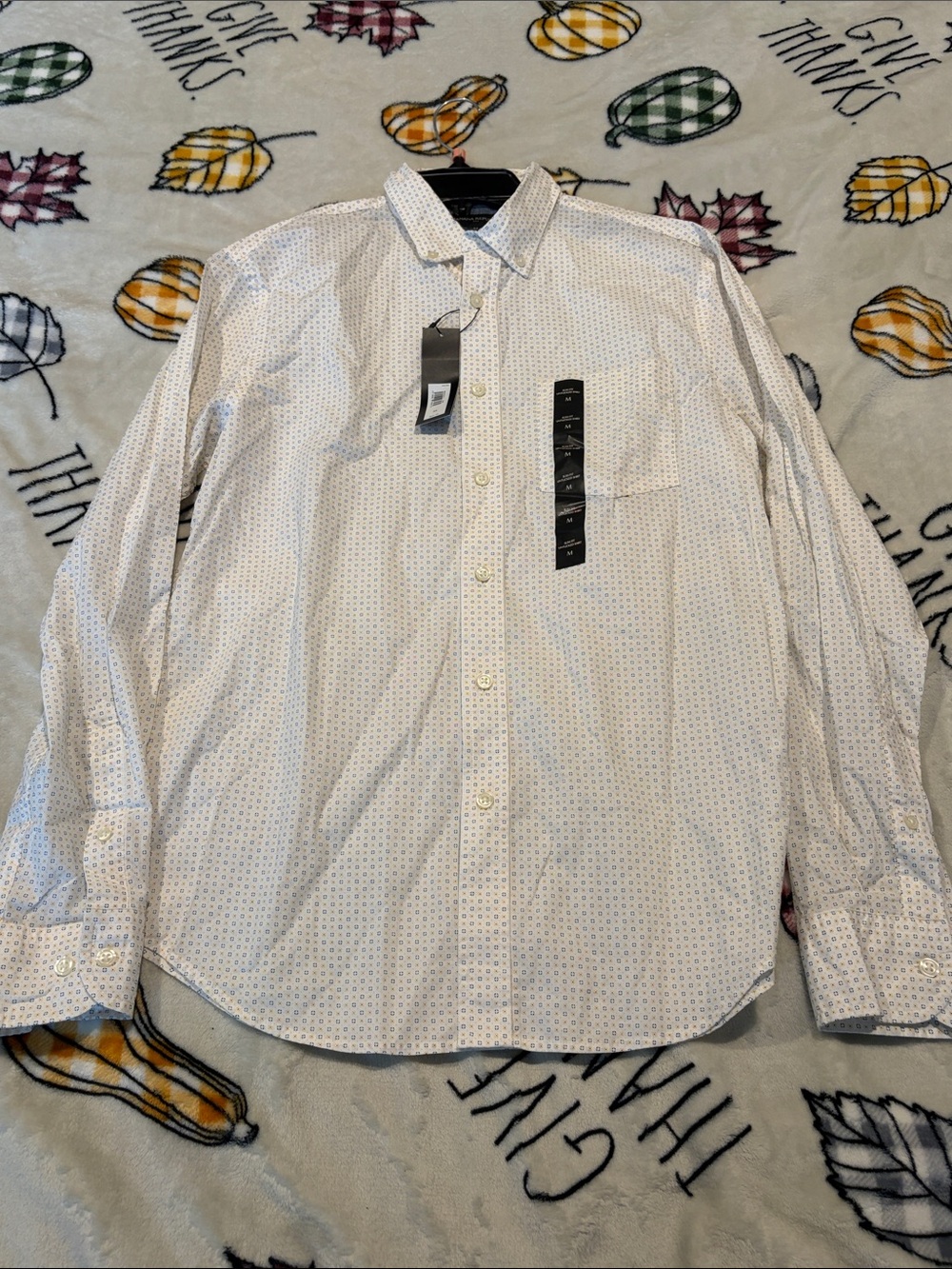 Banana Republic White Micro-Print Long-Sleeve Button-Down Shirt